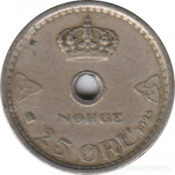 Монета. Норвегия. 25 эре 1924 год.