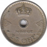  Монета. Норвегия. 25 эре 1924 год. ав.