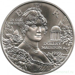 Монета. США. 1 доллар 1999 год (P). Долли Мэдисон.