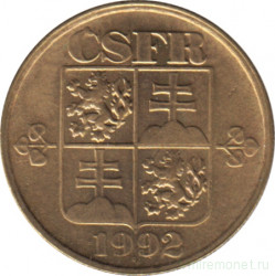 Монета. Чехословакия. 20 геллеров 1992 год.