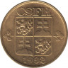 Монета. Чехословакия. 20 геллеров 1992 год. ав.