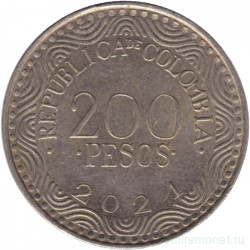 Монета. Колумбия. 200 песо 2021 год.