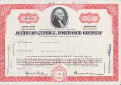 Акция. США. "AMERIGAN GENERAL INSURANCE COMPANY". 336 акций 1969 год.