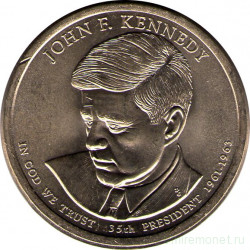 Монета. США. 1 доллар 2015 год. Президент США № 35 Джон Кеннеди. Монетный двор P.