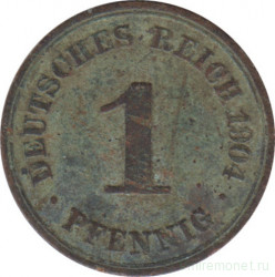 Монета. Германия (Германская империя 1871-1922). 1 пфенниг 1904 год. (F).