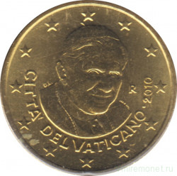 Монета. Ватикан. 50 центов 2010 год.