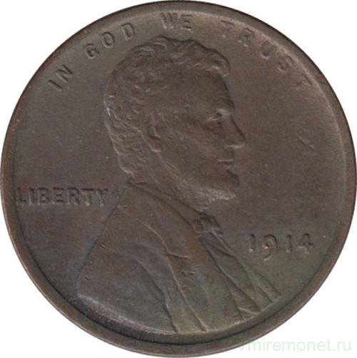Монета. США. 1 цент 1914 год.