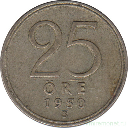 Монета. Швеция. 25 эре 1950 год.