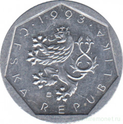 Монета. Чехия. 20 геллеров 1993 год. Монетный двор - Гамбург.