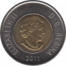 Монета. Канада. 2 доллара 2012 год. Тайга - половина территории Канады. ав.