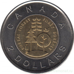 Монета. Канада. 2 доллара 2011 год. Тайга - половина территории Канады.
