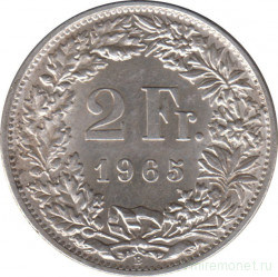 Монета. Швейцария. 2 франка 1965 год.