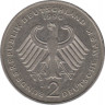  Монета. ФРГ. 2 марки 1990 год. Людвиг Эрхард. Монетный двор - Гамбург (J). рев.