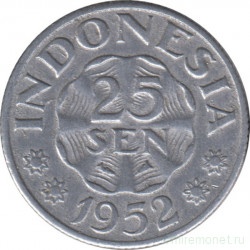 Монета. Индонезия. 25 сен 1952 год.