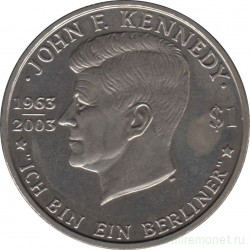 Монета. Великобритания. Британские Виргинские острова. 1 доллар 2003 год. 40 лет со дня убийства Кеннеди.