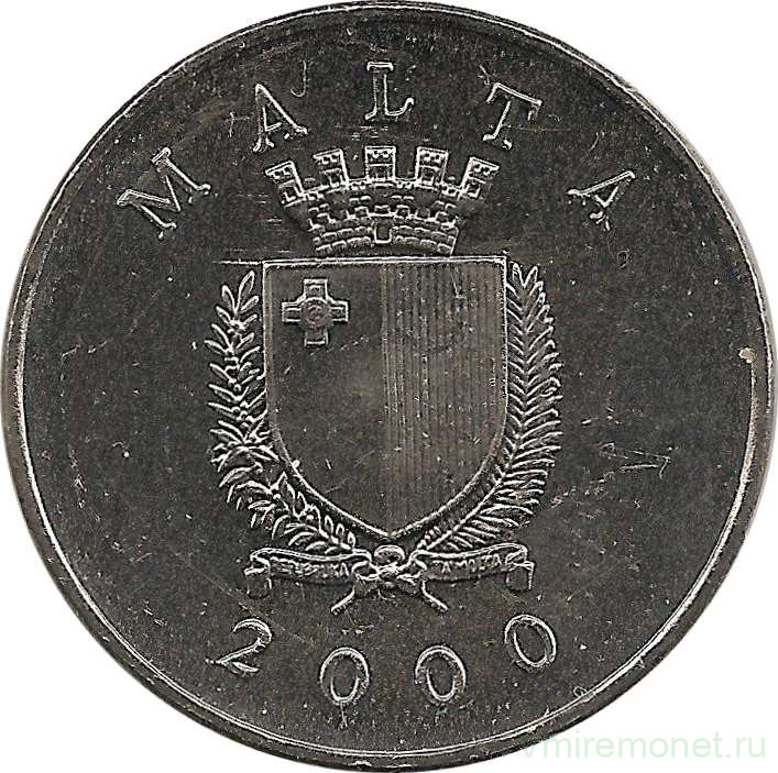 Монета. Мальта. 1 лира 2000 год.
