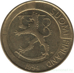 Монета. Финляндия. 1 марка 1994 год.