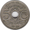 Монета. Франция. 5 сантимов 1930 год. ав.