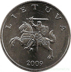 Монета. Литва. 1 лит 2009 год.