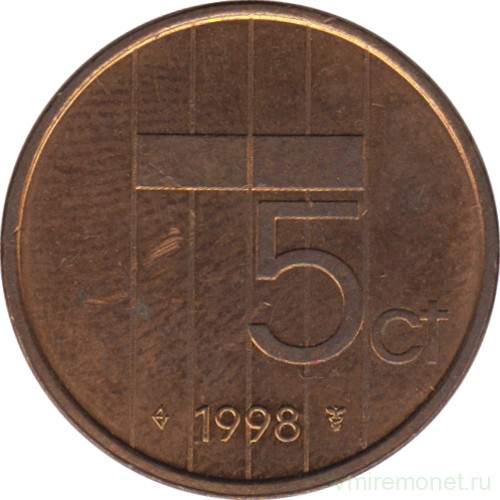 Монета. Нидерланды. 5 центов 1998 год.