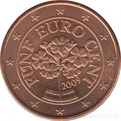 Монета. Австрия. 5 центов 2009 год.