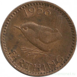 Монета. Великобритания. 1 фартинг 1956 год.