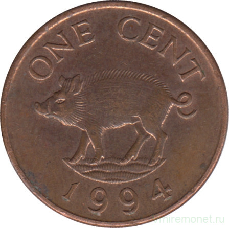 Монета. Бермудские острова. 1 цент 1994 год.