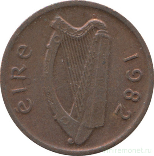 Монета. Ирландия. 1/2 пенни 1982 год.