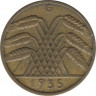 Монета. Германия. Веймарская республика. 10 рейхспфеннигов 1935 год. Монетный двор - Карлсруэ (G). ав.