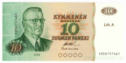 Банкнота. Финляндия. 10 марок 1980 год. (Лит. А)