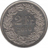  Монета. Швейцария. 2 франка 2010 год. ав.