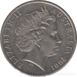 Монета. Австралия. 20 центов 2001 год.