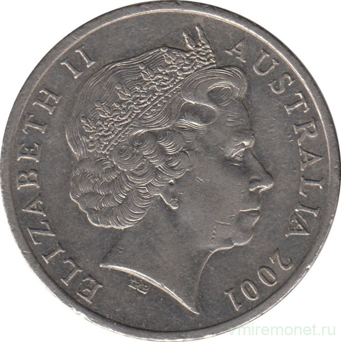 Монета. Австралия. 20 центов 2001 год.