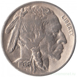 Монета. США. 5 центов 1936 год. Монетный двор D.