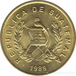 Монета. Гватемала. 1 сентаво 1989 год.