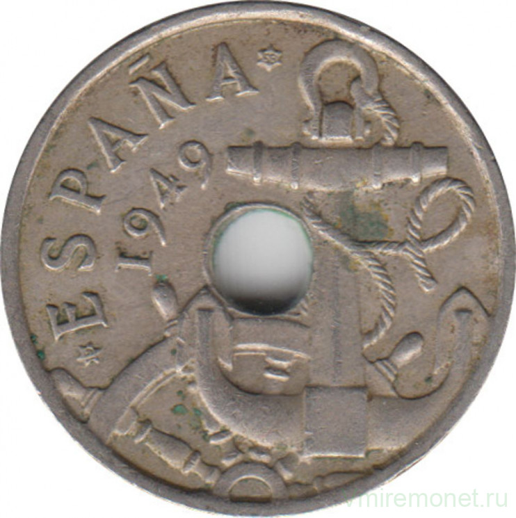 Монета. Испания. 50 сентимо 1953 (1949) год.