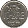  Монета. Норвегия. 10 эре 1964 год. ав.