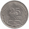 Монета. Германская империя. 25 пфеннигов 1909 год. (F). 