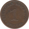 Монета. Германия (Германская империя 1871-1922). 1 пфенниг 1900 год. (J). ав.