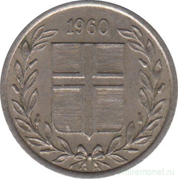 Монета. Исландия. 10 аурар 1960 год.