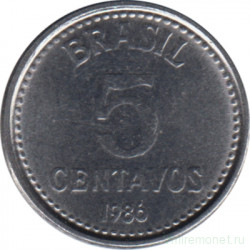 Монета. Бразилия. 5 сентаво 1986 год.