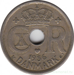 Монета. Дания. 25 эре 1936 год.
