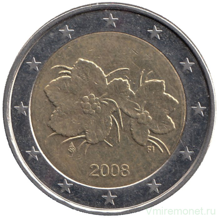Монета. Финляндия. 2 евро 2008 год.