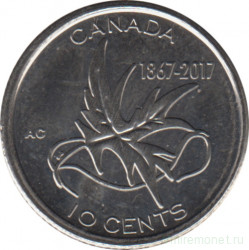 Монета. Канада. 10 центов 2017 год. 150 лет Конфедерации Канада. Крылья мира.
