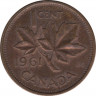 Монета. Канада. 1 цент 1961 год. ав.