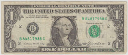 Банкнота. США. 1 доллар 1985 год. Серия B.