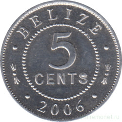 Монета. Белиз. 5 центов 2006 год.