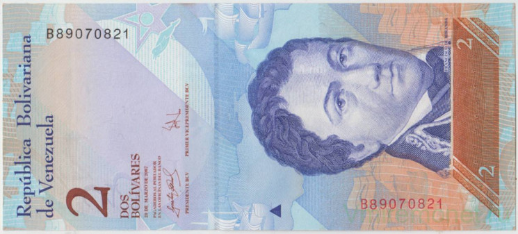 Банкнота. Венесуэла. 2 боливара 2007 год. Тип 88a (20 марта).