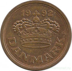 Монета. Дания. 50 эре 1992 год.