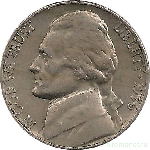 Монета. США. 5 центов 1956 год. Монетный двор D.